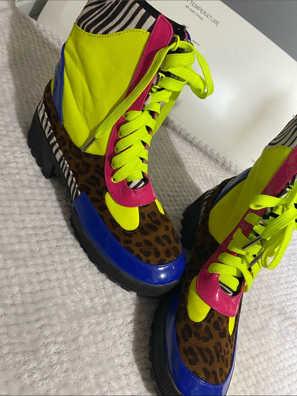 Cape Robbin Multi-Pattern Women's Lace-Up Platform Boots